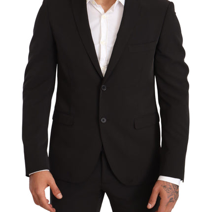 Domenico Tagliente Black Polyester Slim 2 Piece Set TAGLIENTE Suit