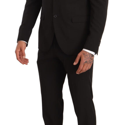 Domenico Tagliente Black Polyester Slim 2 Piece Set TAGLIENTE Suit