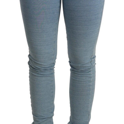 Acht Blue Cotton Stretch Hem Slim Fit Women Denim Trouser