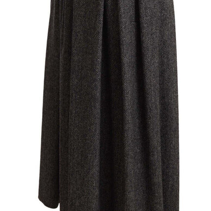 Dolce & Gabbana Gray Wool High Waist A-line PIECE Skirt
