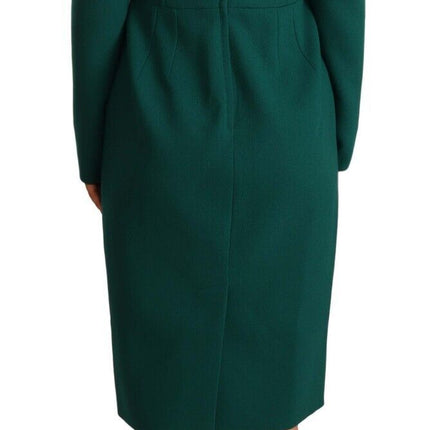 Dolce & Gabbana Green Stretch Crepe Crystal Midi Dress