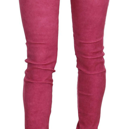 PLEIN SUD Pink Velvet Mid Waist Skinny Trouser Pants