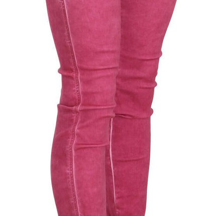 PLEIN SUD Pink Velvet Mid Waist Skinny Trouser Pants