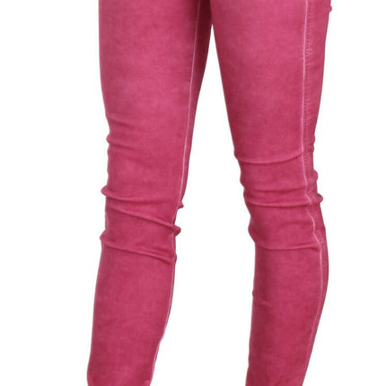 PLEIN SUD Pink Velvet Mid Waist Skinny Trouser Pants