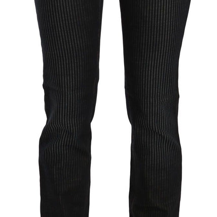 John Galliano Black Mid Waist Slim Fit Corduroy Denim Casual Pants