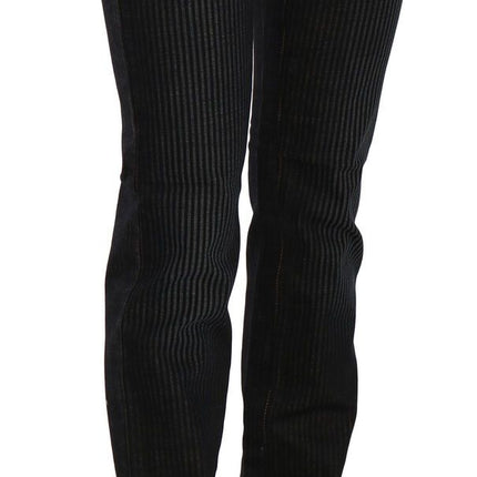 John Galliano Black Mid Waist Slim Fit Corduroy Denim Casual Pants