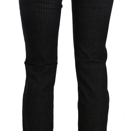 John Galliano Black Mid Waist Slim Fit Corduroy Denim Casual Pants