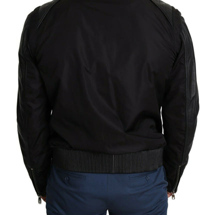 Dolce & Gabbana Black Nylon Full Zip Men Bomber Coat Jacket