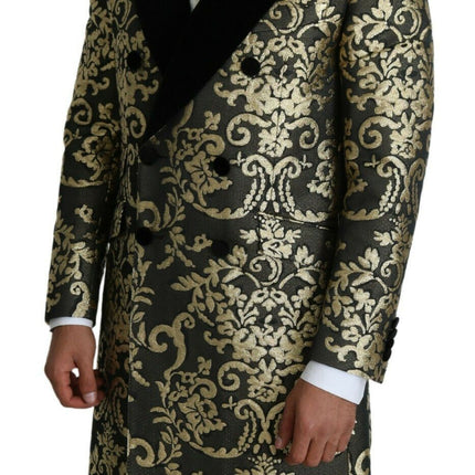 Dolce & Gabbana Black Gold Jacquard Long Coat SICILIA Jacket