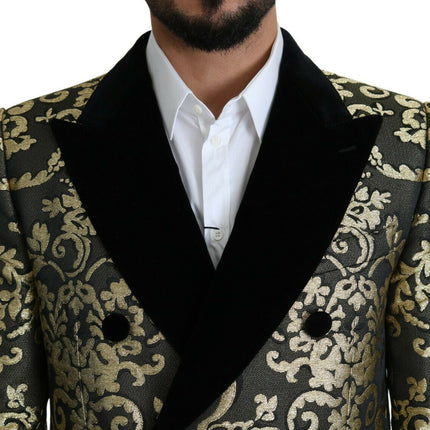 Dolce & Gabbana Black Gold Jacquard Long Coat SICILIA Jacket