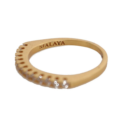 Nialaya Gold Authentic Womens Clear CZ Gold 925 Silver Ring