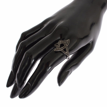 Nialaya Black CZ Rhodium 925 Silver Womens Ring
