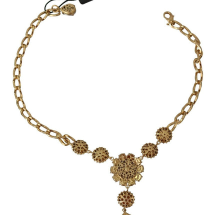 Dolce & Gabbana Pink Gold Brass Crystal Purple Pearl Pendants