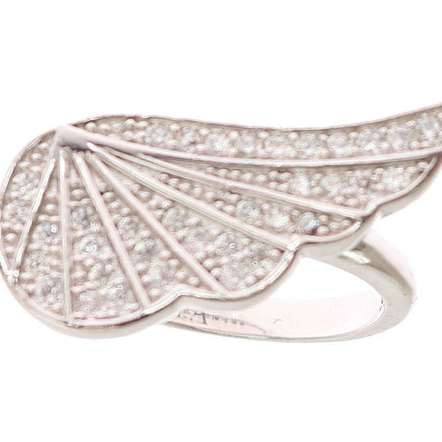 Nialaya Silver Womens Wing Clear CZ 925 Silver Ring