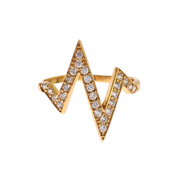 Nialaya Gold 925 Silver Womens Clear CZ 18K Ring