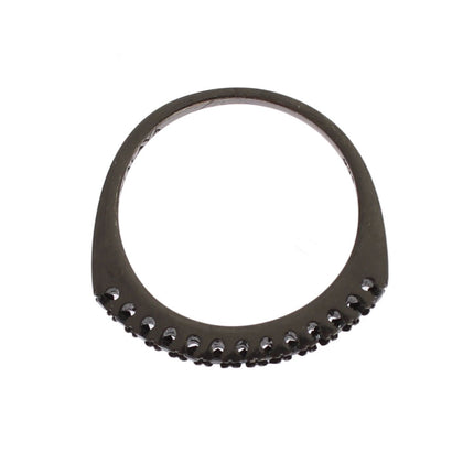 Nialaya Black CZ Rhodium 925 Silver Womens Ring