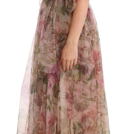 Dolce & Gabbana Multicolor Floral Print Long Maxi Gown Dress