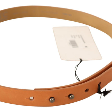 Costume National Orange Leather Silver Fastening Belt