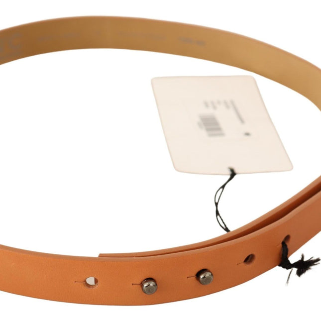 Costume National Orange Leather Silver Fastening Belt