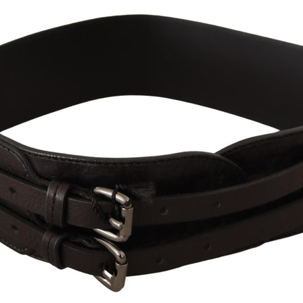 Costume National Dark Brown Leather Double Buckle Belt