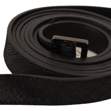 Costume National Black Leather Metal Buckle Waist Belt