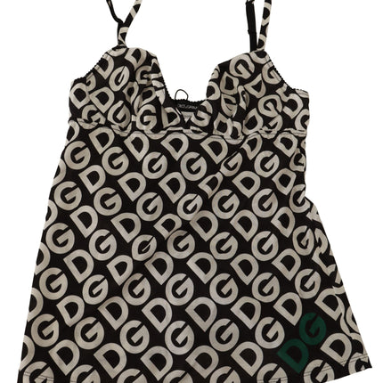 Dolce & Gabbana Black White Logo Print Camisole Top Underwear