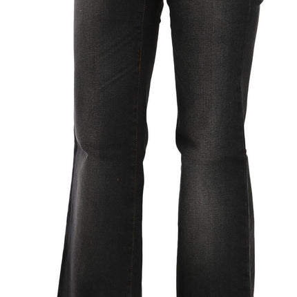 John Galliano Black Washed Mid Waist Flared Denim Casual Jeans