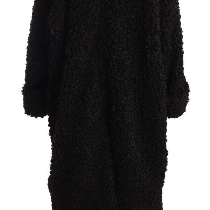 Dolce & Gabbana Black Polyester Fur Trench Coat Jacket