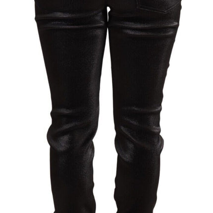 Dolce & Gabbana Black Silver Lurex Thread Cotton Stretch Pants