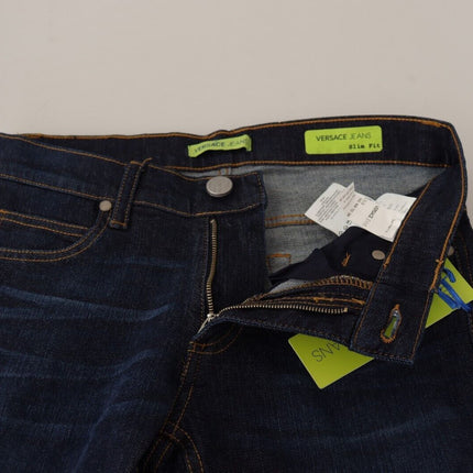 Versace Jeans Dark Blue Cotton Low Waist Skinny Denim Jeans
