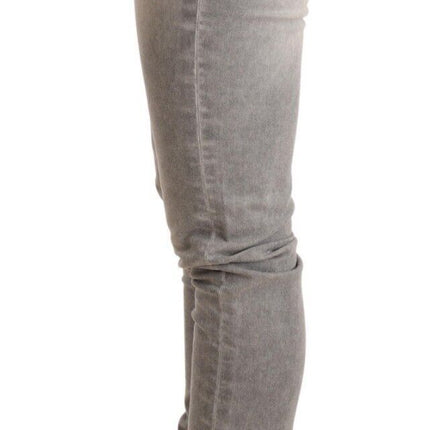 Acht Light Gray Washed Cotton Slim Fit Denim Women Trouser Jeans