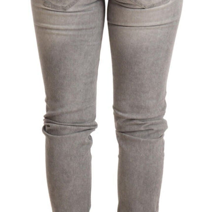 Acht Light Gray Washed Cotton Slim Fit Denim Women Trouser Jeans