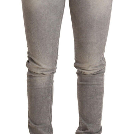 Acht Light Gray Washed Cotton Slim Fit Denim Women Trouser Jeans