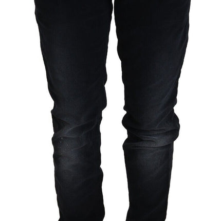 Acht Blue Washed Cotton Denim Low Waist Loose Fit Trousers Jeans