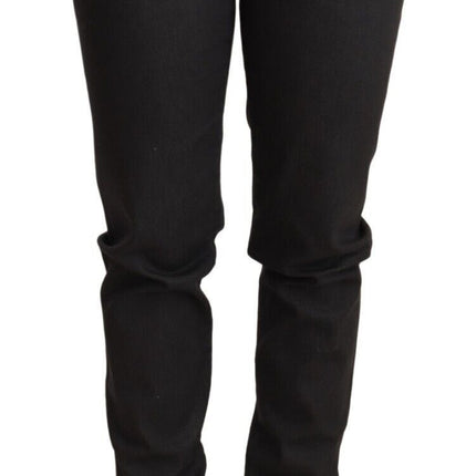 Ermanno Scervino Black Low Waist Skinny Slim Trouser Cotton Jeans