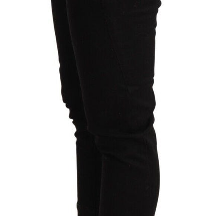Ermanno Scervino Black Low Waist Skinny Slim Trouser Cotton  Jeans