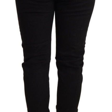 Ermanno Scervino Black Low Waist Skinny Slim Trouser Cotton  Jeans