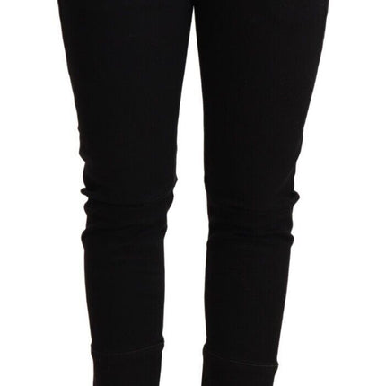 Ermanno Scervino Black Low Waist Skinny Slim Trouser Cotton  Jeans
