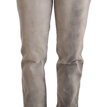 Ermanno Scervino Gray Washed Low Waist Skinny Trouser Cotton Jeans