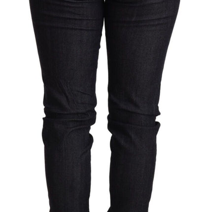 Ermanno Scervino Blue Skinny Folded Hem Denim Trouser Cotton Jeans
