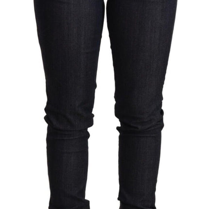 Ermanno Scervino Blue Skinny Folded Hem Denim Trouser Cotton Jeans