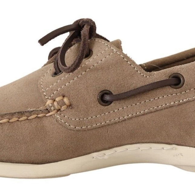 Pollini Beige Suede Low Top Mocassin Loafers Casual Men Shoes