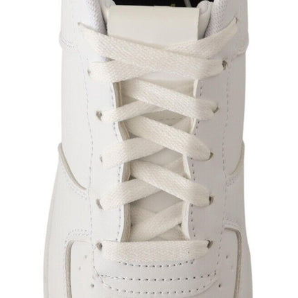 SIGNS White Leather Perforated Lace Up Sneakers Casual Men Shoes
