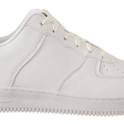 SIGNS White Leather Perforated Lace Up Sneakers Casual Men Shoes