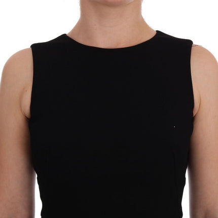 Dolce & Gabbana Black Stretch Crystal Sheath Gown Dress