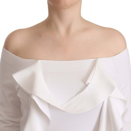 EXTERIOR White Long Sleeves Off Shoulder Women Top Blouse