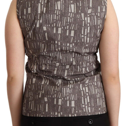 Comeforbreakfast Brown Black Vest Leather Sleeveless Top Blouse