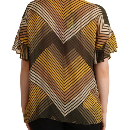 Twinset Multicolor Stripes Short Sleeves Round Neck Top Blouse