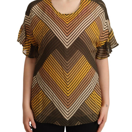 Twinset Multicolor Stripes Short Sleeves Round Neck Top Blouse