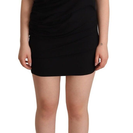 Roberto Cavalli Black Sleeveless Cotton Sheath Mini Dress